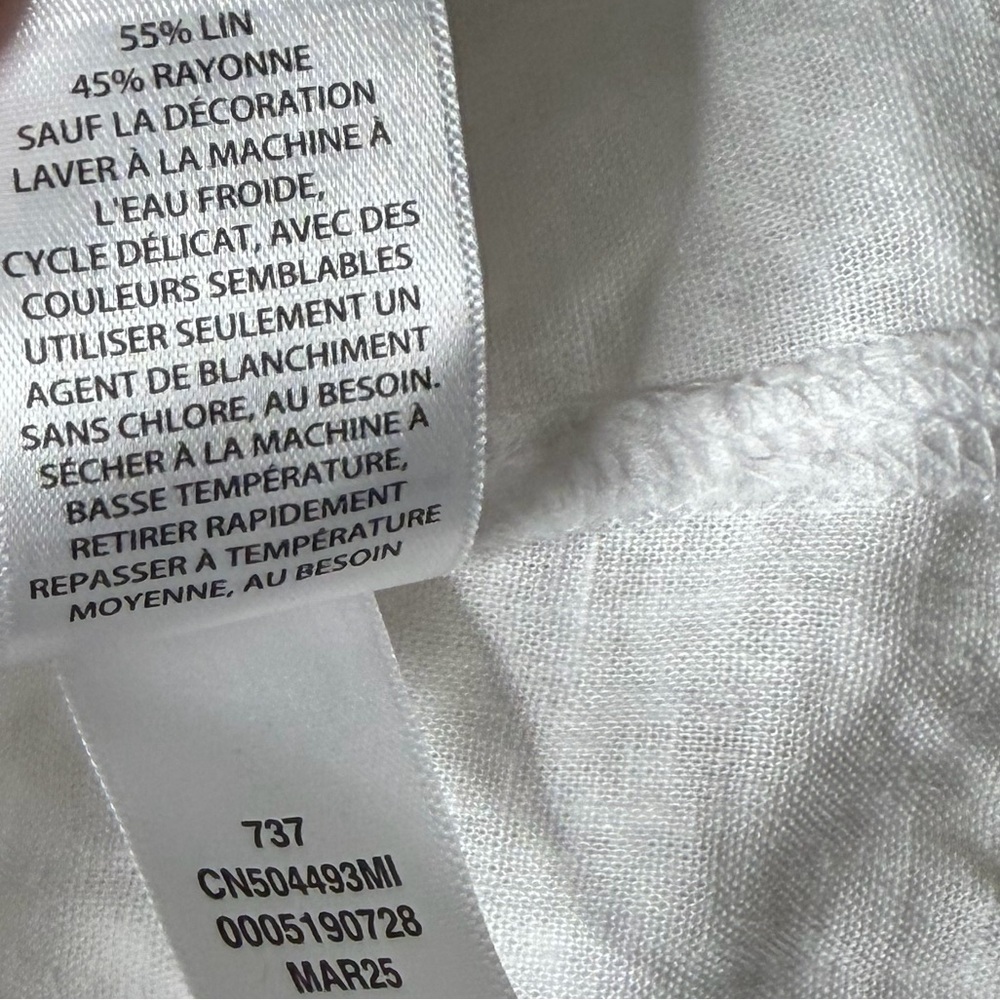 New Caslon Eyelet Floral Top Embroidered Cutwork Linen Blend Popover Split Neck - Picture 6 of 6